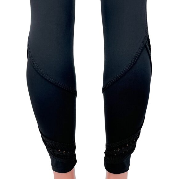 NWOT Free People Black Slit Weave High Waist Athletic Leggings | Athleisure M - Picture 12 of 16